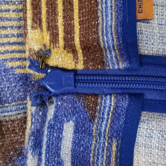 💛Tory Burch💛 - Blue/Brown/Yellow Jemima Ikat Linen Blend Skirt - Picture 7 of 10